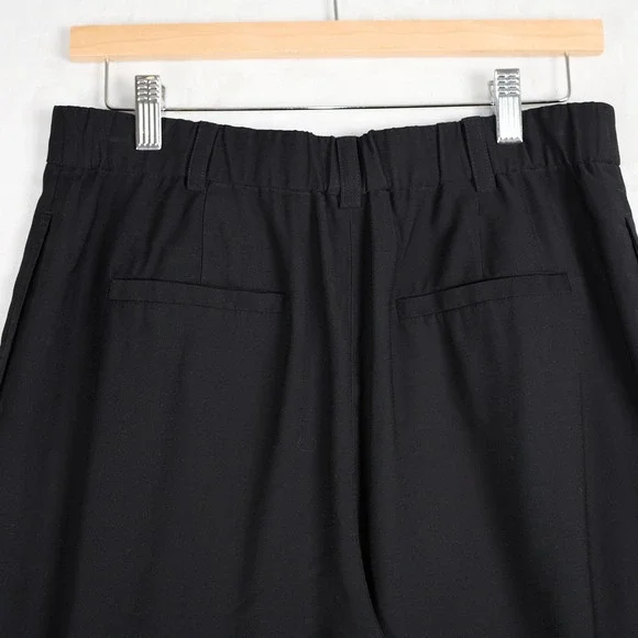 Open Edit Women Black Wide Leg Pleated High Rise Trousers Pants Size 10 - Picture 3 of 8